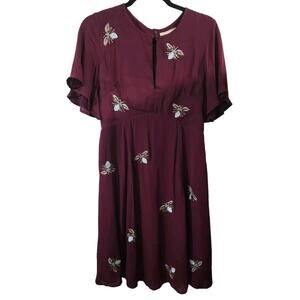 ANTHROPOLOGIE Sheath Dress Sz 6 Moulinette Soeurs Ariana Lace Column Burgundy